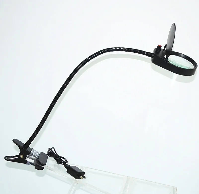 Đa chức năng Ống Kính Kép 3X và 10X Kính Lúp Kẹp Kính Lúp Đèn LED Với Adjustalble Đèn Đọc Sách- đen