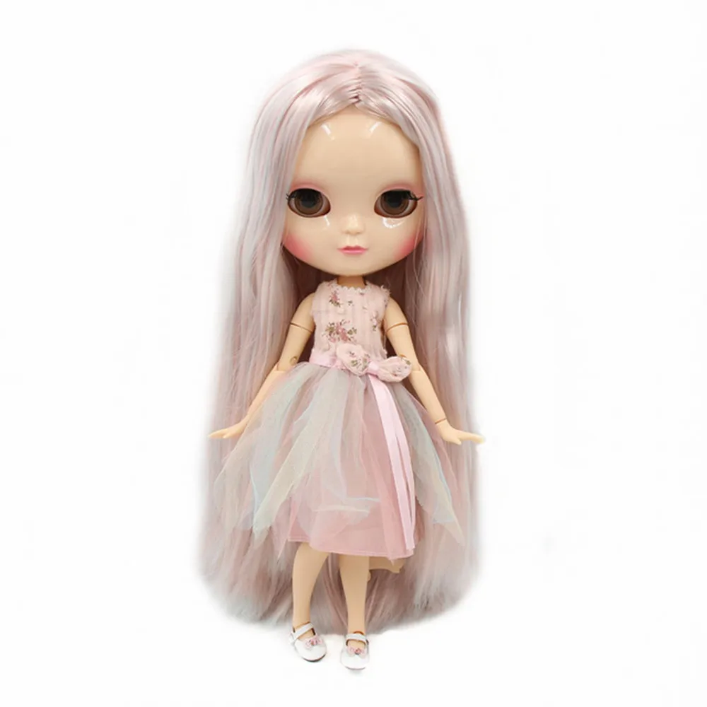 

ICY Fortune Days factory doll Joint azone body 30CM small chestPink mixed color soft straight hair high quality free shipping