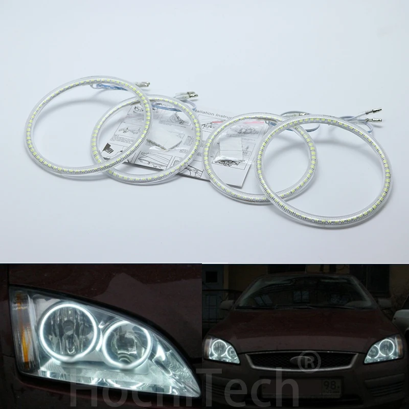 Ultra bright SMD white LED angel eyes ring kit luce di marcia diurna DRL per Ford Focus II Mk2 2004-2008 Car Styling