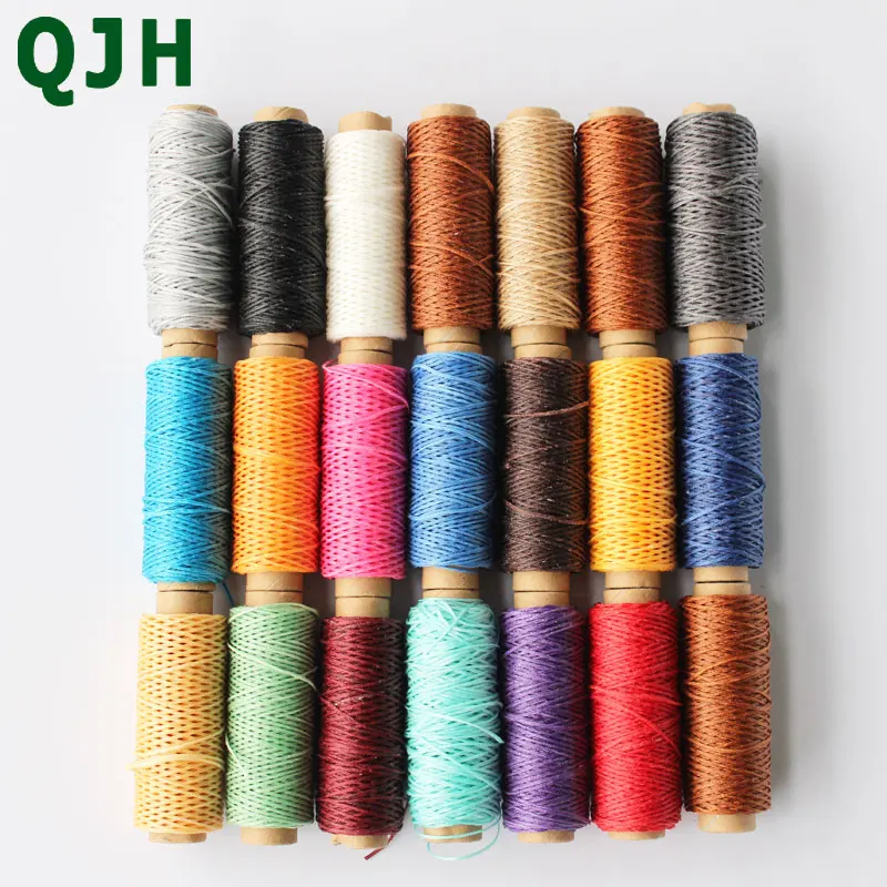 Hot Sale 18 different colors Flat Sew Wax Line Handmade DIY For Leather 1MM Flat Waxed Sewing Nylon Thread Wax Nylon Thread Mach