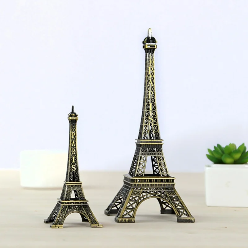 Bronze Paris Eiffel Tower Figurine Metal Crafts Home Decoration Accessories Statue Model Souvenir Vintage Home Interior Ornament