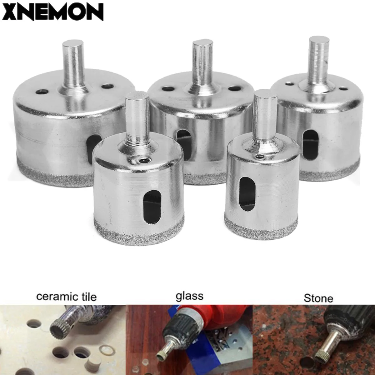 

XNEMON 5 Pcs 26-50mm Diamond Coated Drill Bits Set Hole Saw Cutter Tool Glass Marble 26 32 38 45 50mm