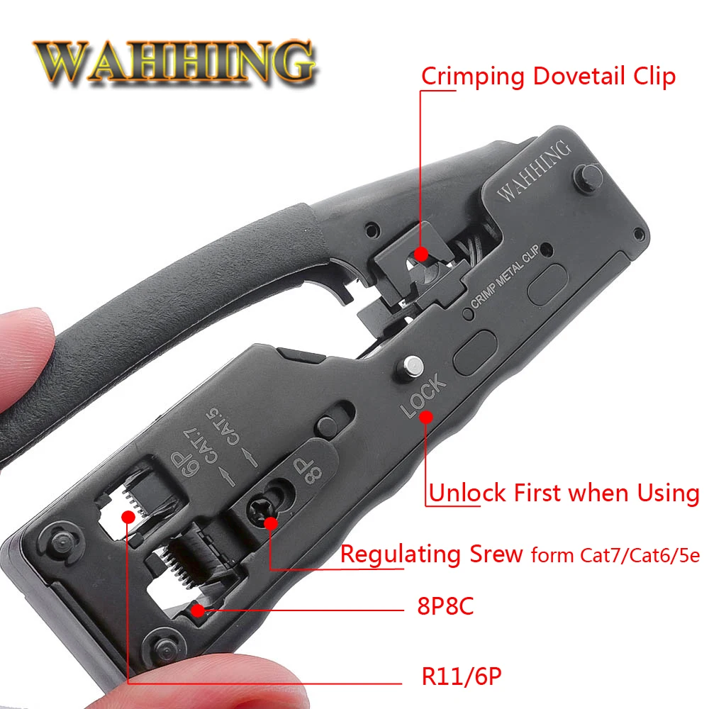 RJ45 Tool Network Crimper Crimping Tools For Cat7 Cat6 Cat5e Cat5 STP Plugs RJ45 Connector Cables Multifunctio Crimp Metal Clip