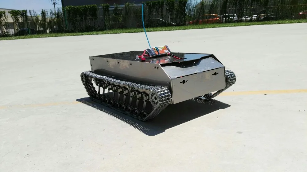 Stainless Steel Crawler Vehicle Tank Over Barrier Chassis Inspection Robot High Foot Plate Smart Robot Caterpillar Car Base RC