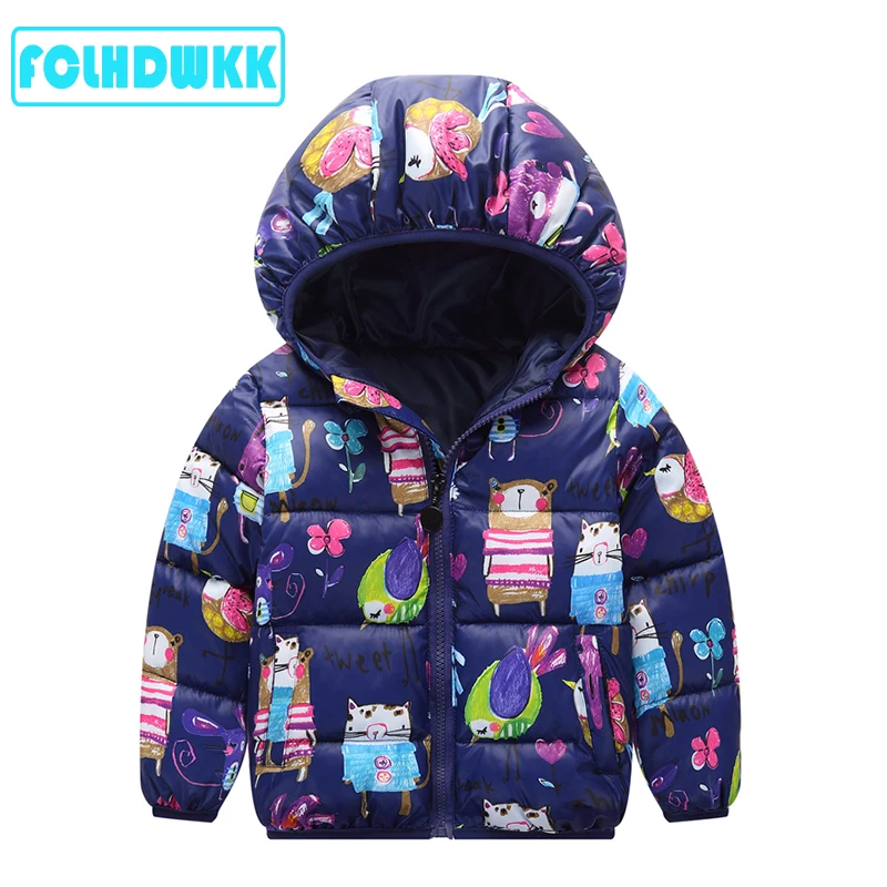 Baby Girls Jackets 2018 Autumn Winter Jacket For Girls Coat Parka Kids Warm Floral Hooded Children Outerwear Coat For Clothes