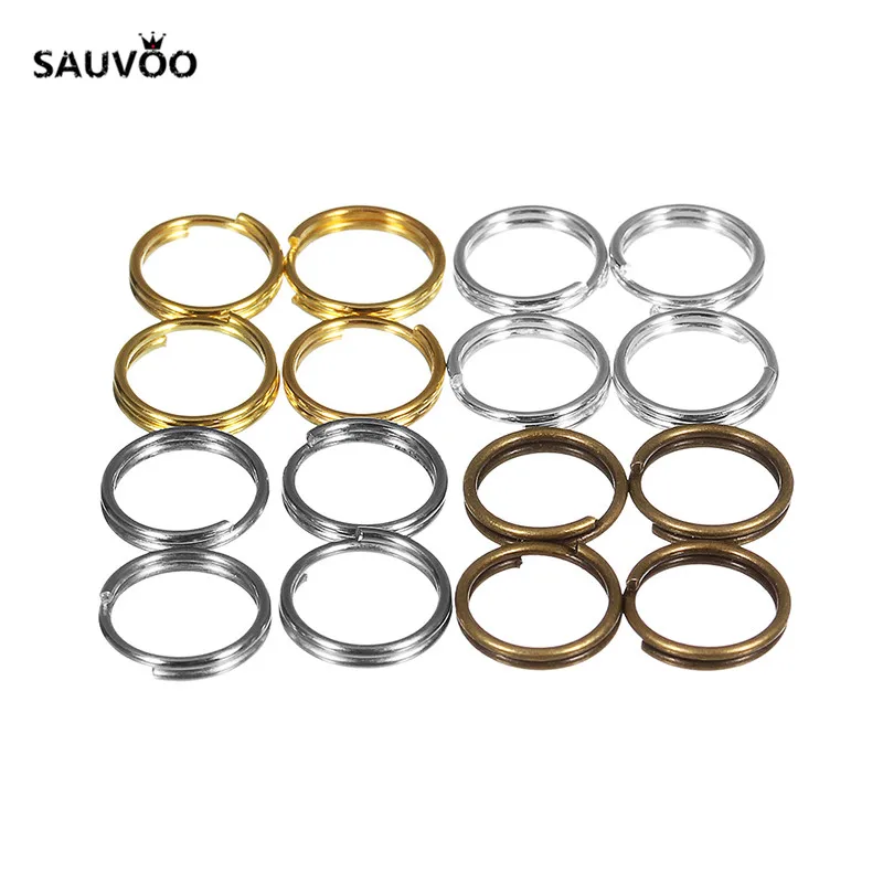 SAUVOO 200 pezzi bronzo antico argento oro rodio colore salto anello diviso doppi anelli diametro 4/6/8/10mm per connettore gioielli fai da te