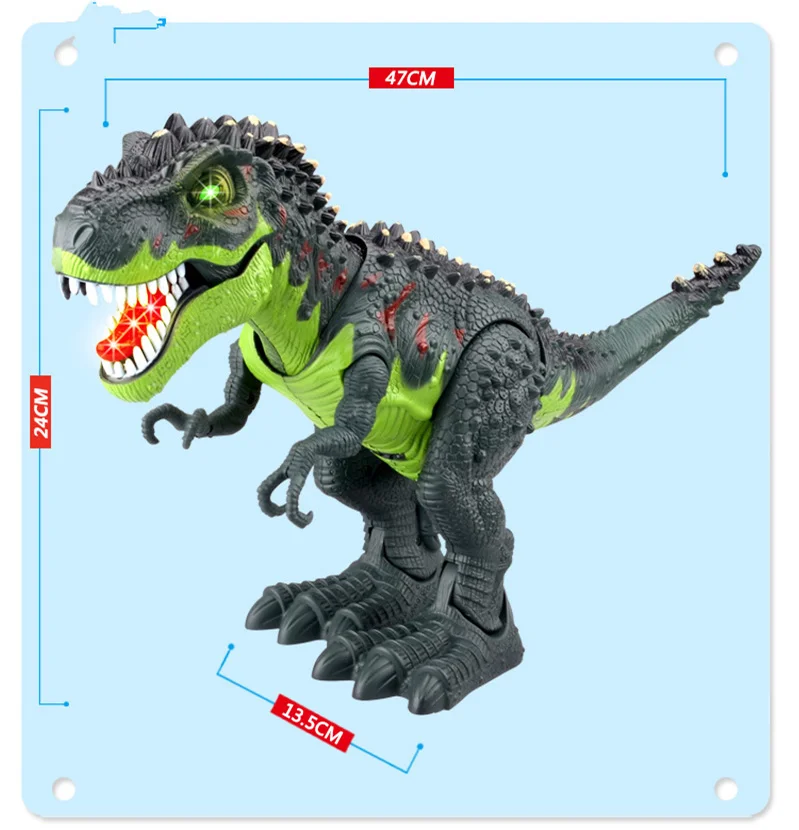 [Funny] Jurassic world Electric Dinosaur flash and sound T-rex Talking Toy Walk Talk Interactive Toy moving dinosaur model doll