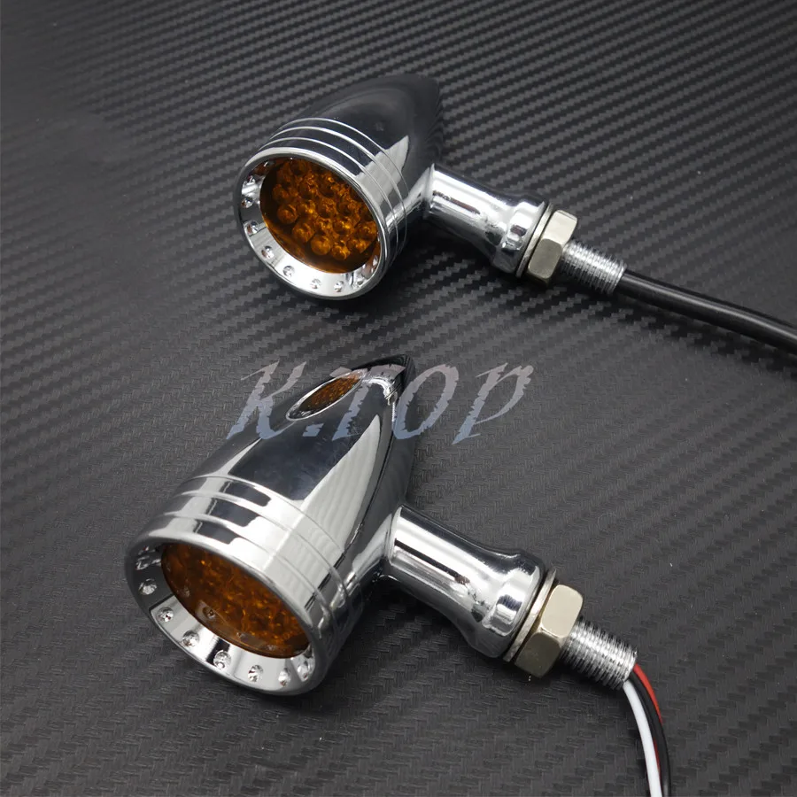 ZORBYZ Motorcycle Chrome Metal Led Bullet Turn Signal Indicator Brake Light For Harley Honda Victory