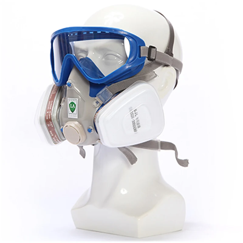 Gas mask with glasses full face protective mask Silicone carbon filter mask paint spray gas boxe protect mask suit