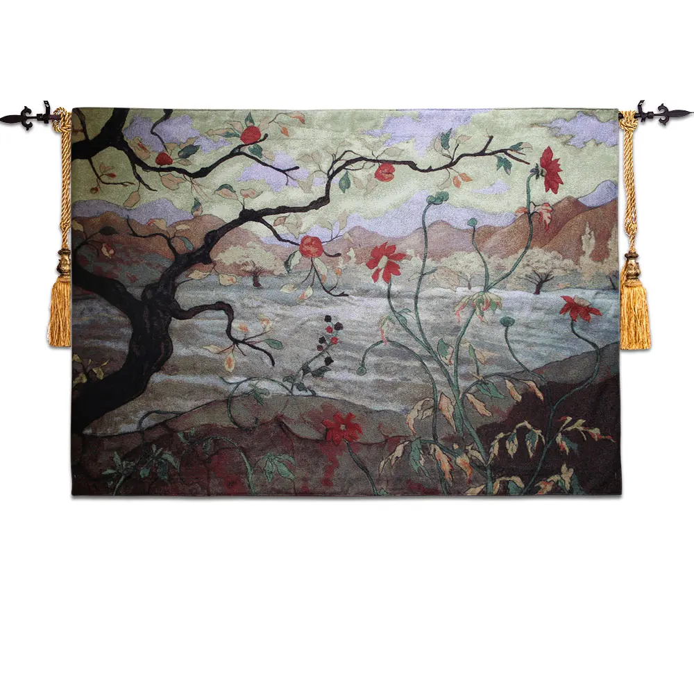 68*90cm Cotton Wall Tapestry Belgium Art Wall painting Gobelin Moroccan Decor Decorative Wall Cloth home fabric tapiz Apple Tree