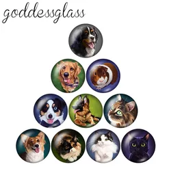 New Dog Cats Guinea pig Animals 10pcs 12mm/18mm/20mm/25mm Round photo glass cabochon demo flat back Making findings ZB0611
