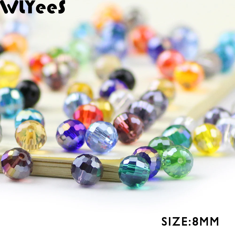 WLYeeS 96 Faceted Ball Austrian crystal beads 8mm 50pcs Football Loose Spacer Beads for Men Jewelry Bracelet Necklace Making DIY