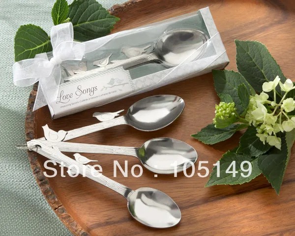 

(30Pcs/lot=10boxes) Bridal favors of "Love Songs" Stainless-Steel Measuring Spoon Wedding favors for Love birds Party Favors