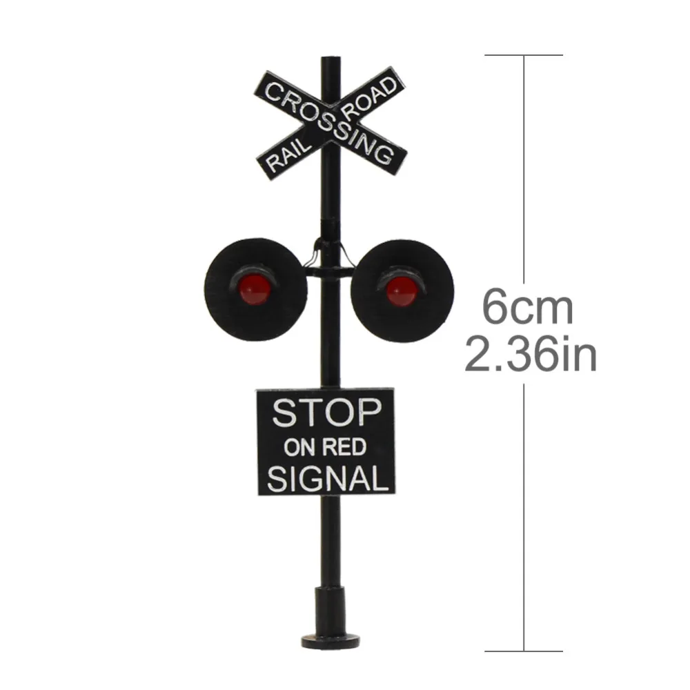 JTD87RP 1 set HO Scale Railroad Crossing Signal LED Head Model Traffic Signal with Circuit Board Flasher