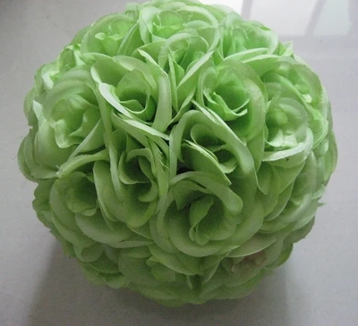 SPR 25cm artificial flowers ball with green leaf,wedding kissing ball,party decoration flower ball 15pcs/lot,20 color,more size