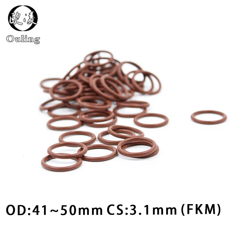 

3PCS/lot Fluorine rubber Ring Brown FKM O ring Seal CS:3.1mm OD41/42/43/44/45/46/47/48/49/50mm Rubber ORing Seal OilRing Gasket