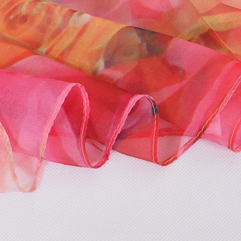 New Spring Autumn Ladies Pure Silk Scarf Winter Accessories Long Design Pink Scarves Wraps Women Digital Injket Sunshade Shawl