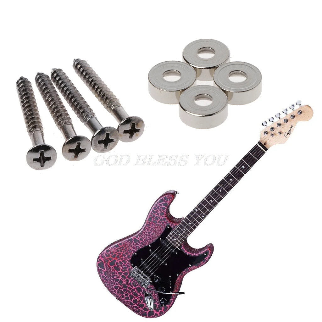 New 4pcs Neck Mounting Ferrules and 4pcs Screws Electric Guitar Pickup Cover Volume Tone Knob Switch Tip Set Drop Shipping