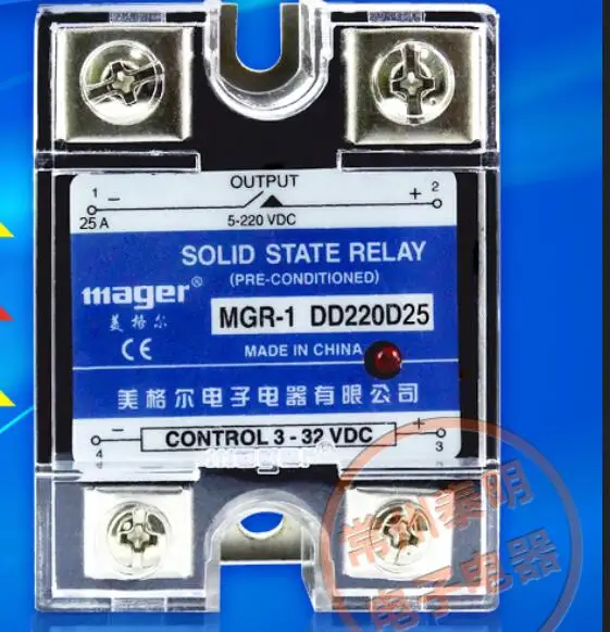 mager Genuine new original SSR Single Phase Solid State Relay 25A DC Controlled DC 24VDC-DC MGR-1 DD220D25  5-220VDC   3-32VDC