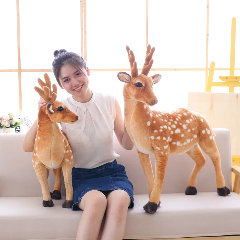 50/60/75/90cm Stuffed Plush Animal Deer Toy Kids Doll Teaching Prop Toy Children\'s Birthday Gift Simulation Sika Deer Plush Toy