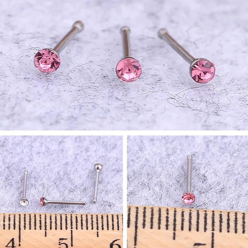 Stainless Steel Crystal Nose stud Set Women Girl Surgical Steel Nose Piercing Rhinestone Nose Stud ear bone Stud Body Jewelry