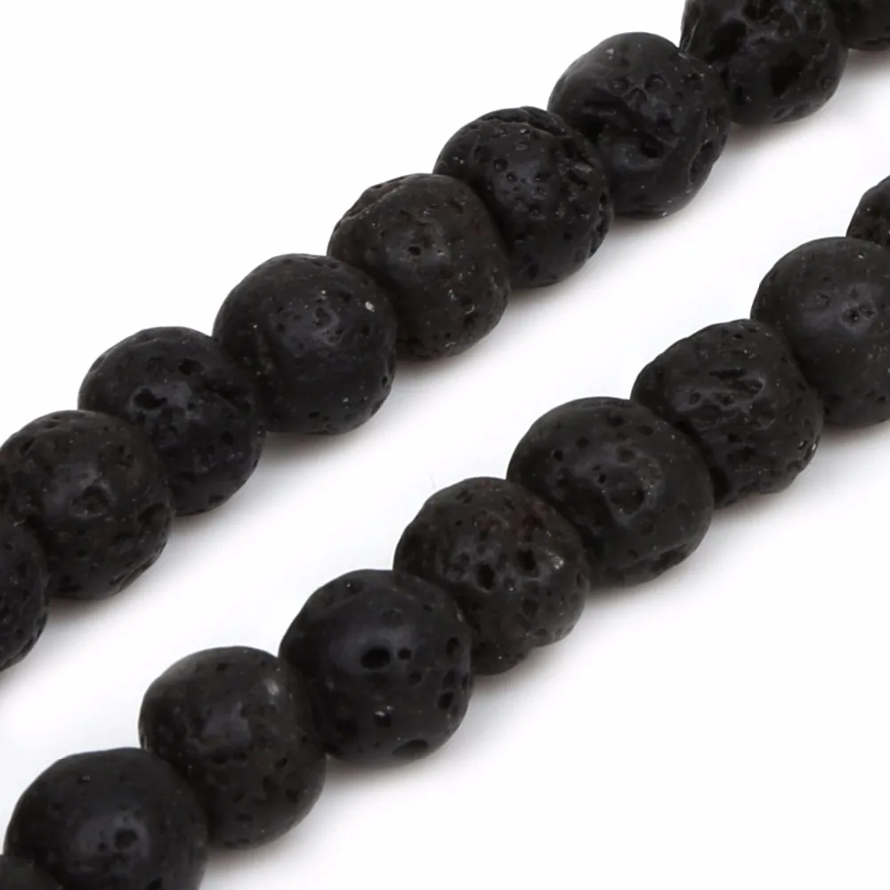 32-93Pcs Black Volcanic Lava Beads Lava Natural Stone Beads Round Volcanic-Stone Wholesale for Jewelry Making 4-12mm