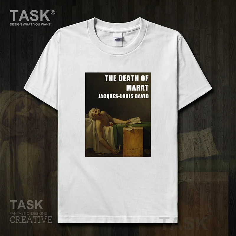 World famous painting series  t-shirt Louis David art painting The Death Of Marat Short sleeve clothes cotton summer Streetwear