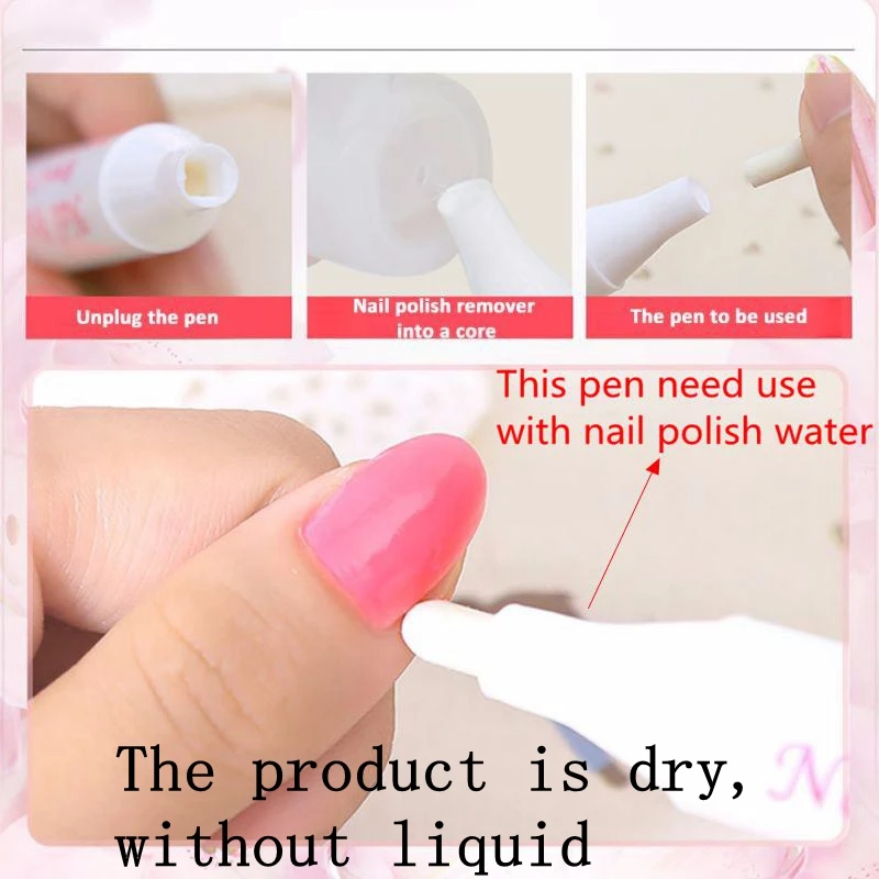 Lápiz Corrector de uñas para eliminar errores + 3 puntas, lápiz limpiador para eliminar esmalte de uñas, herramientas de manicura, 1 unidad