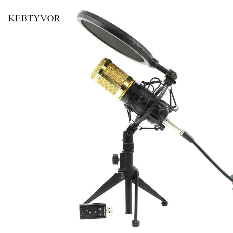 Professional BM 800 bm800 Condenser Sound Recording Microphone with Shock Mount Pop filter for Radio Braodcasting Singing