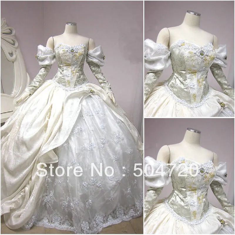 19 Century White Civil War Southern Belle Gown evening Dress/Victorian Lolita dresses/scarlett dress US6-26 V-295