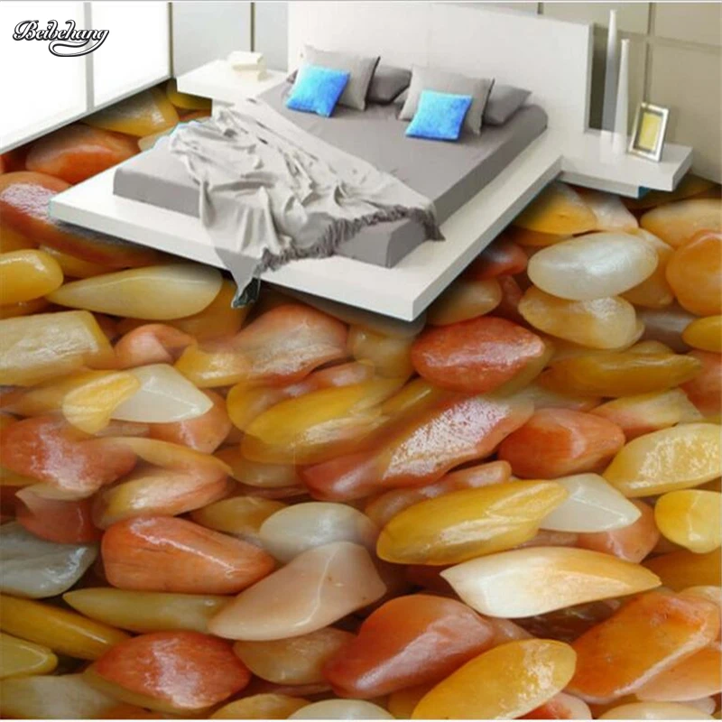 

beibehang large fresco high-definition jade stone gray stone pebble 3D floor thickening waterproof pvc wear-resistant film