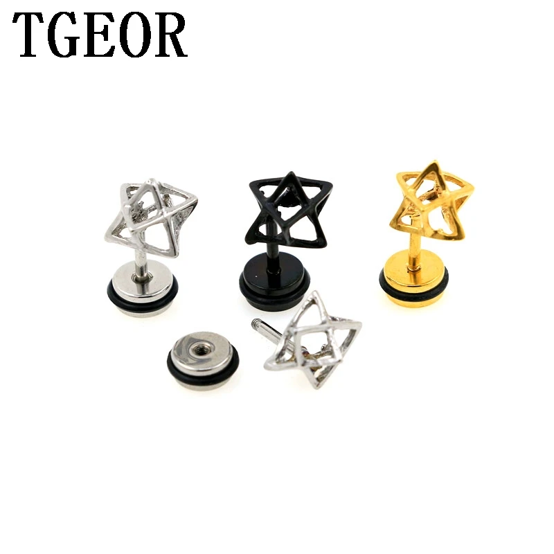 free shipping new arrival illusion cheaters 30pcs Stainless Steel small cubic star Casting ear fake plugs earring