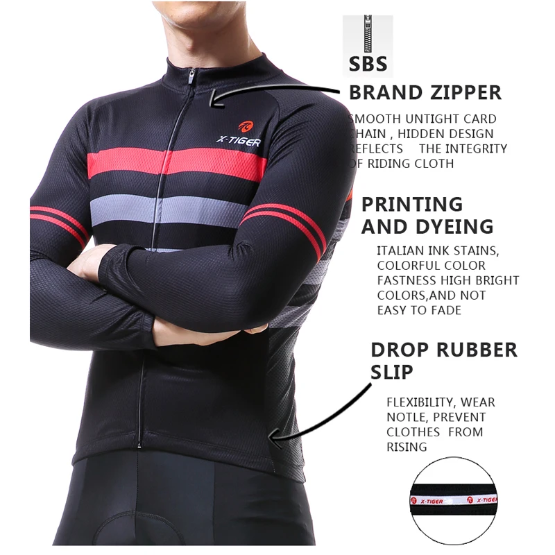 X-Tiger Winter Fleece Cycling Jersey Thermal Bike Wear Long Sleeve MTB Bicycle Cycling Clothing Invierno Maillot Ropa Ciclismo