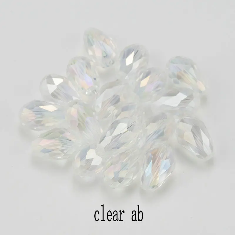 Beste Verkauf Kristall Tropfen Form Perlen Glas Perlen 6X8MM, 8X10MM Lose Spacer Runde Perlen für Schmuck Machen DIY 24 Farben