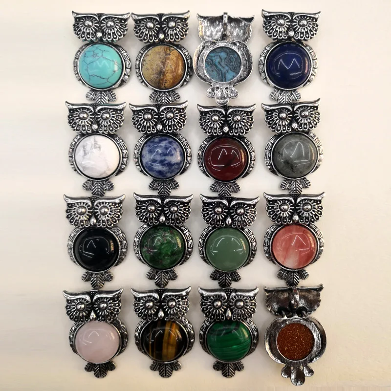 

Natural stone Owl mixed good pendant Necklace for jewelry making 16pc Fashion men charm trendy accessories wholesale