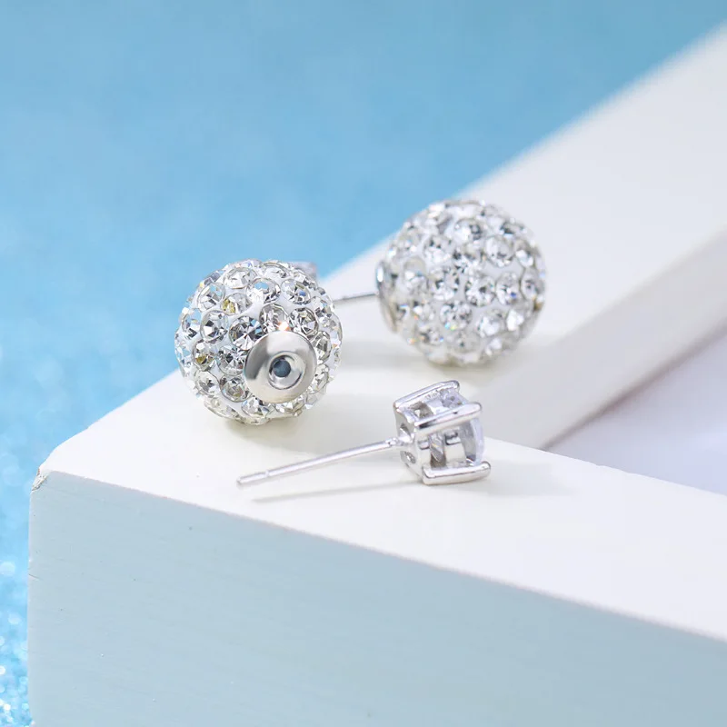 High Quality Fashion Shiny Crystal Shambhala Ball Female 925 Silver Needle Ladies Stud Earrings Jewelry Birthday Gift Cheap