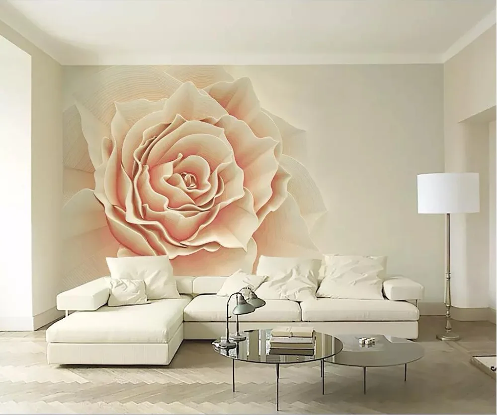 

Simple embossed rose flower Nordic 3d living room bedroom background wall