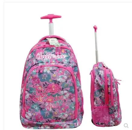 Mochilas escolares com rodinhas para meninas, carrinho com rodas para crianças mala de viagem para crianças bolsa de mochila escolar com rodinhas