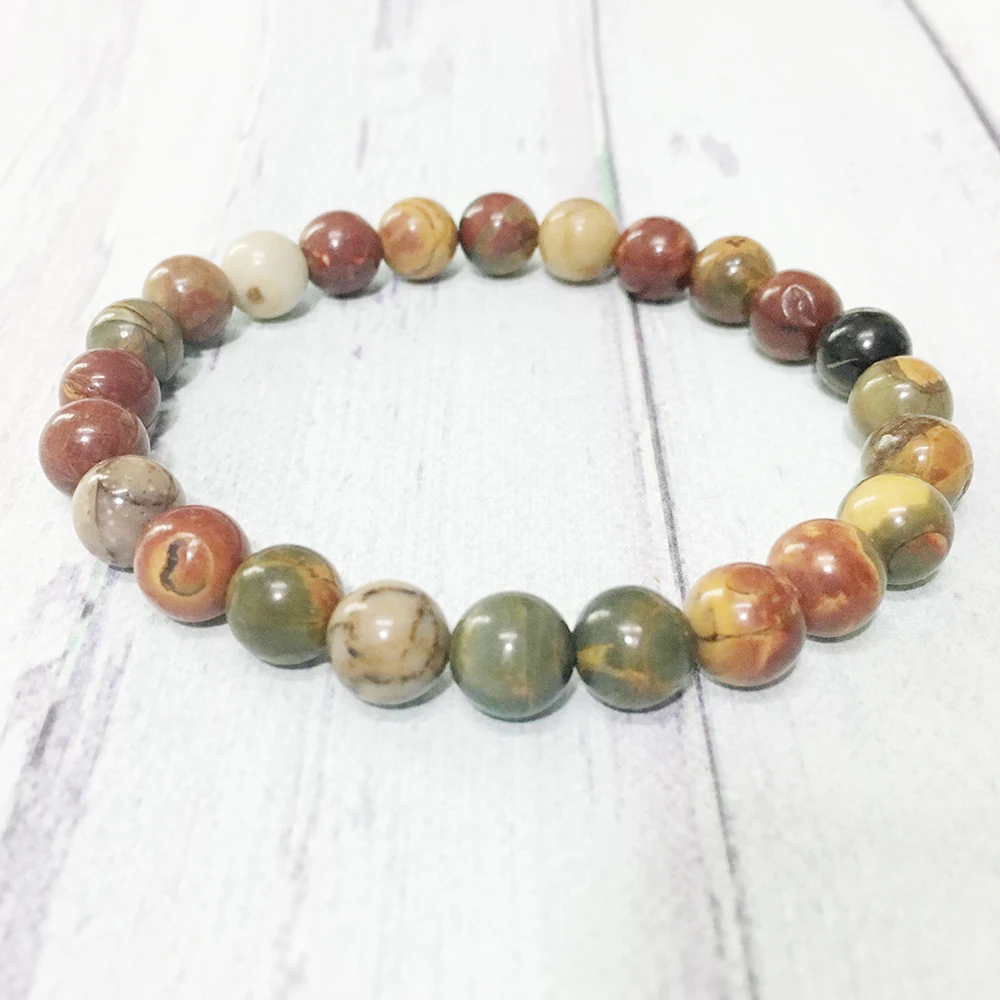 MG0355 Genuine Picasso Jasper Bracelet Natural Stone Handmade Bracelet Meditation Wrist Mala Divine Feminine Bracelet