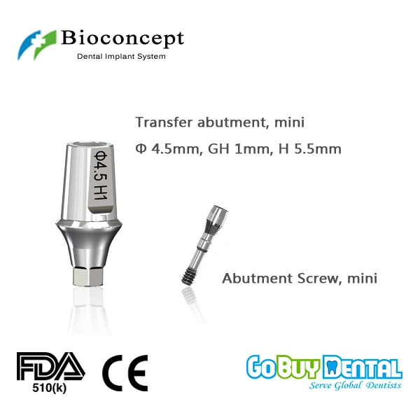 

Bioconcept Hexagon Mini transfer abutment φ4.5mm, gingival height 1mm, height 5.5mm(331010)