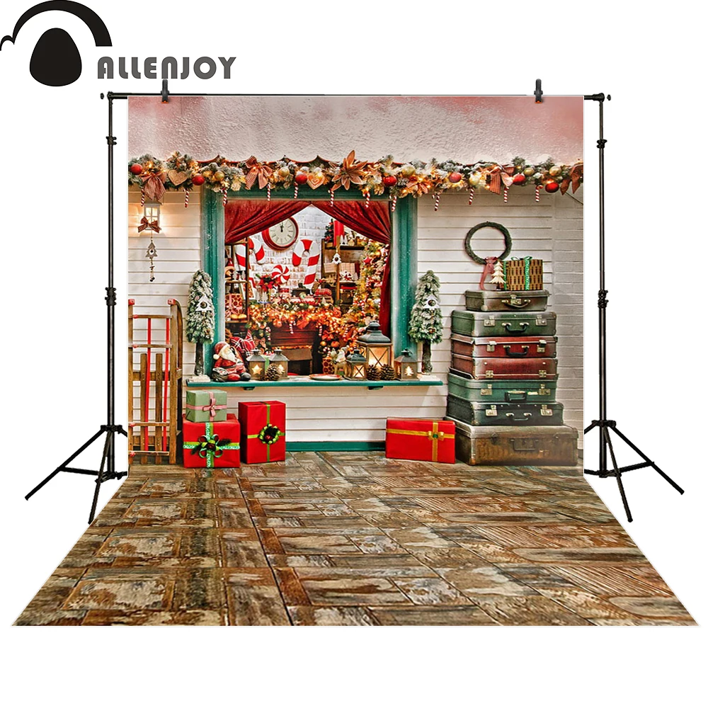 Allenjoy-telones de fondo para fotografía, ventana roja de regalo de Navidad para baby shower, photocall, estudio fotográfico, photobooth de fantasía