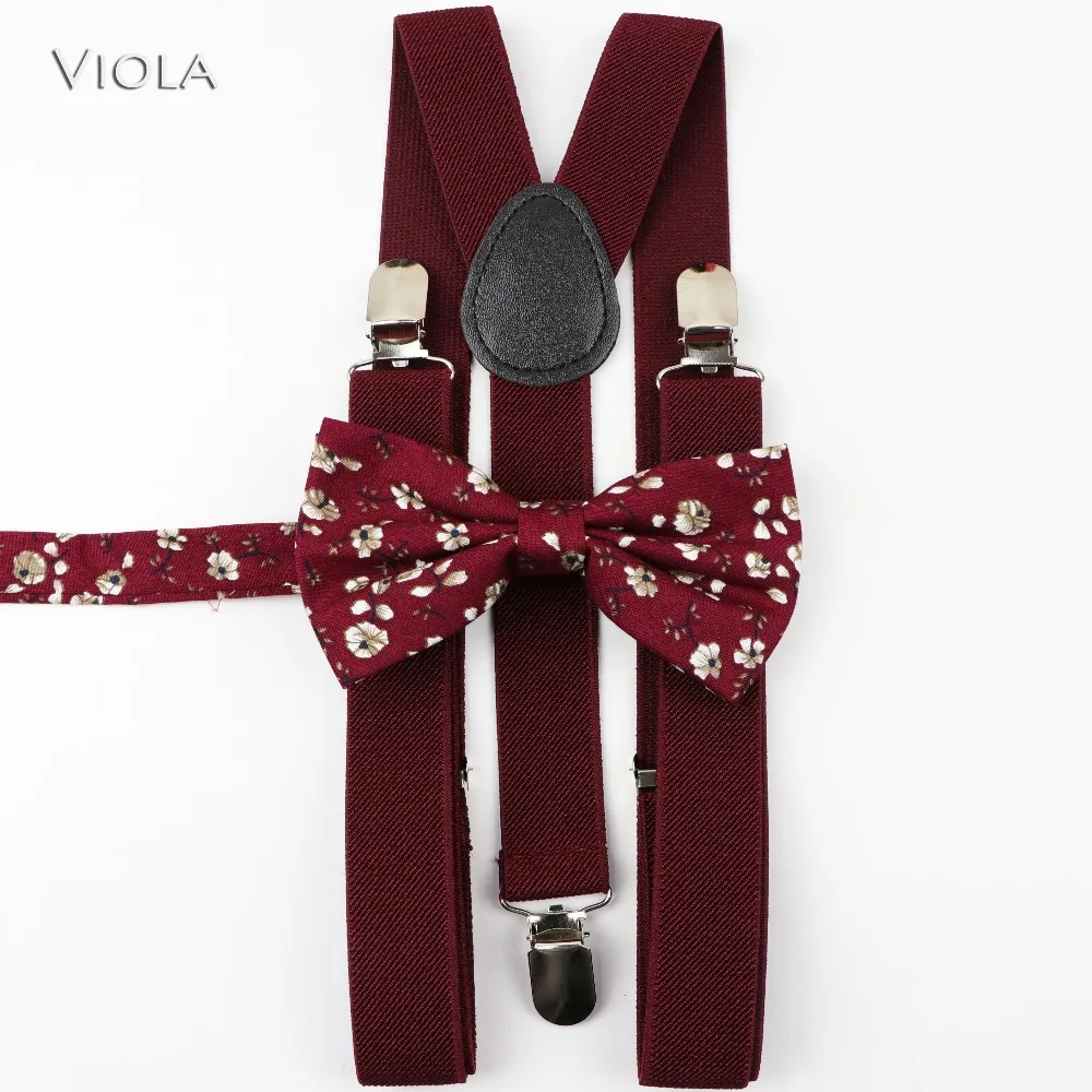 Musim Semi Pria Anak-anak Soild Suspender Bunga Dasi Kupu-kupu Set Unik Y Kembali Brace Kapas Sabuk Kupu-kupu Dasi Kupu-kupu Adjustable Aksesori Khusus