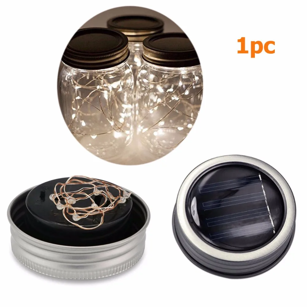Solar String Lights LED Solar Light Outdoor Jar Can Cap Copper Light Strip Wire DIY Lid Party Decor Solar LED Garden Dropship
