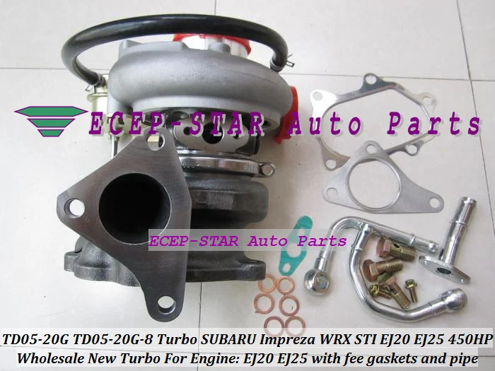 

Turbo TD05-20G TD05 20G TD05-20G-8 Турбокомпрессор с водяным охлаждением для SUBARU Impreza WRX STI EJ20 EJ25 2.0L 450HP с прокладками + труба