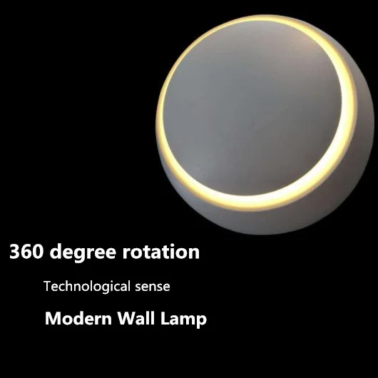 Technological sense LED Wall Lamp bedside light creative wall lamp modern aisle round lamp 360 degree rotation adjustable lamp