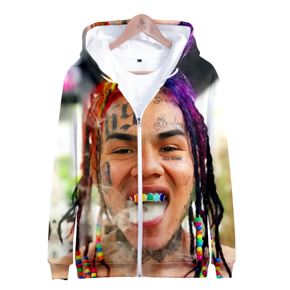 Moletom Tekashi69 6ix9ine 69ラップ歌手3Dプリント女性/男性パーカー