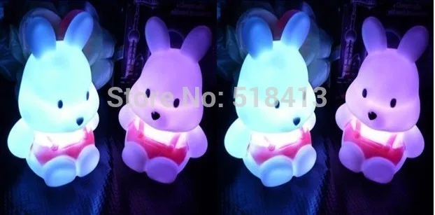 Gags & Practical Jokes Colorful Small Night Light Rabbit Turnip Rabbit Seven Lights Energy-saving Light-emitting Toys 2021