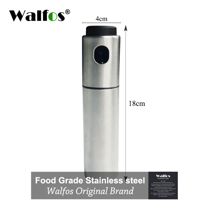 Walfos 1 PCS Silver Stainless Steel Oil Sprayer Olive Pump Spraying Oil Bottle Sprayer Can Jar Pot Tool Can Pot Oil Sprayer