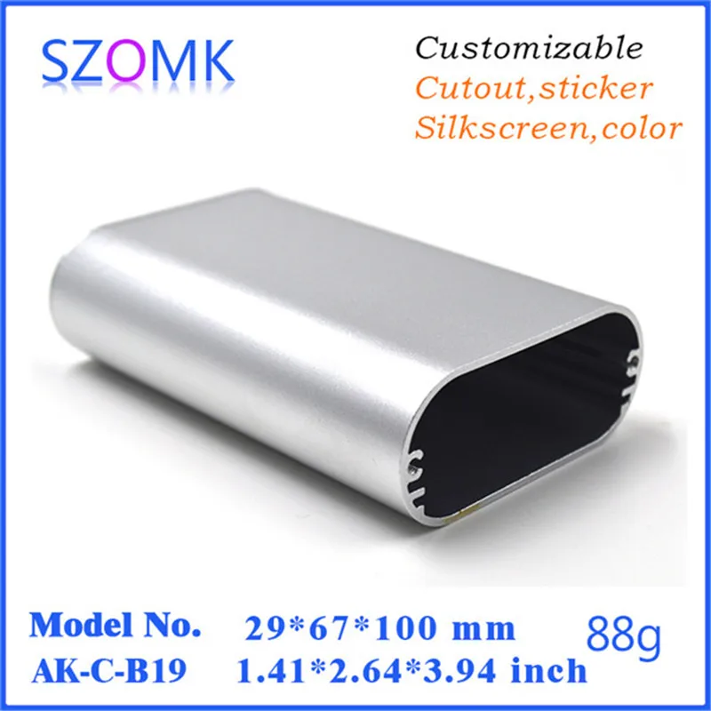 10Pcs 29*67*100mm silvery round enclosure aluminum device box szomk powder coating extrusion aluminum case diy enclosure box