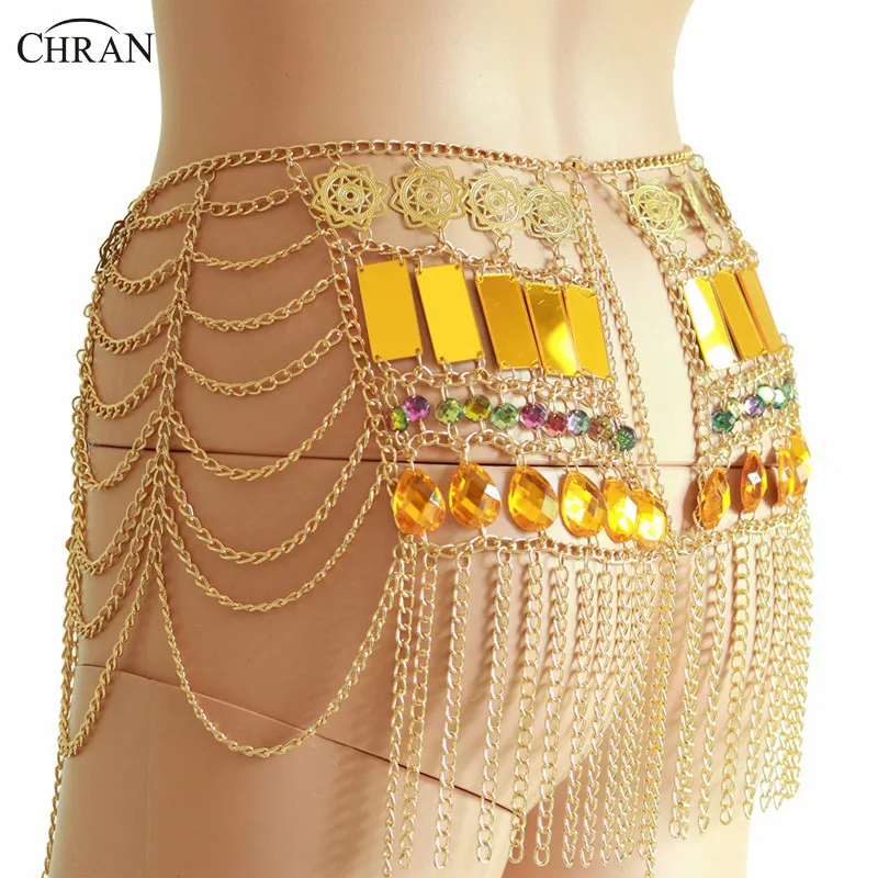 Chran Sexy Fringe Sequin Mini Chain Skirt Multilayer Festival Body Jewelry Gypsy Waist Belly Chain